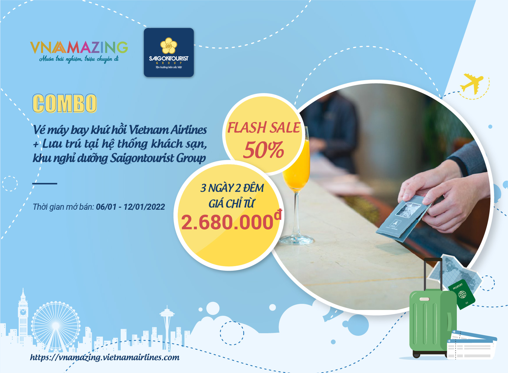 SAIGONTOURIST GROUP, VIETNAM AIRLINES JOINTLY LAUNCH SUPER PROMOTIONAL HOTEL ROOMS AND PLANE TICKETS